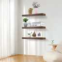 Wood Floating Shelves for Wall Set of 3, 22 Inch Rustic Floating Shelf Wall Mount, Solid Wooden Bathroom Floating Shelves for Kitchen, Bedroom, Living Room - Dark Walnut, 22 Inch x 6 Inch x 1.5 Inch