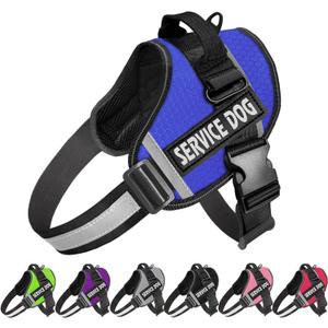 JSXD Dog Harness,No-Pull Service Dog Harness with Handle Adjustable Outdoor Pet Dog Vest 3M Reflective Nylon Material Vest for Breeds,Easy Control for Large Dogs (Blue)