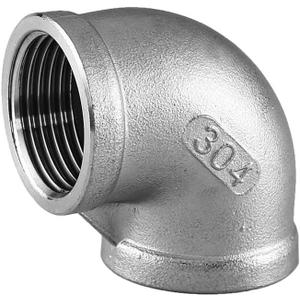 Stainless Steel 304 Cast Pipe Fitting, 90 Degree Elbow, 1-1/4" NPT Female x 1-1/4" NPT Female, Pack of 1