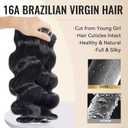 WEQUEEN Body Wave Bundles Human Hair 16A Brazilian Virgin Hair Bundles, Silky and Soft, 14 16 18 Inch Thick Weave Natural Black