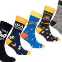 socks n socks-Mens 5pair Luxury Colorful Cotton Fun Novelty Dress Socks Gift Box (Boo)