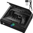 Locksworth Small Biometric Gun Safe for Handgun, 3 Ways Quick Access Fingerprint Safe with Keypad & Key, Compact Pistol Safe with LED Light for Nightstand Bedside Home Car Use, Steel Cable Included