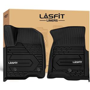 LASFIT Front Floor Mats 2019-2026 for Chevrolet Silverado/GMC Sierra 1500, Crew Cab/Double Cab, 2020-2026 Chevy Silverado/GMC Sierra 2500HD 3500HD, All Weather TPE Floor Liners, 1st Row Only