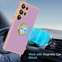 Fingic for Galaxy S25 Ultra Case[with 360Rotatable Ring Holder] Support Magnetic Car Mount Shiny Plating Gold Slim Thin Soft TPU Rugged Bumper Anti-Scratch Case for Galaxy S25 Ultra,Lavender Purple