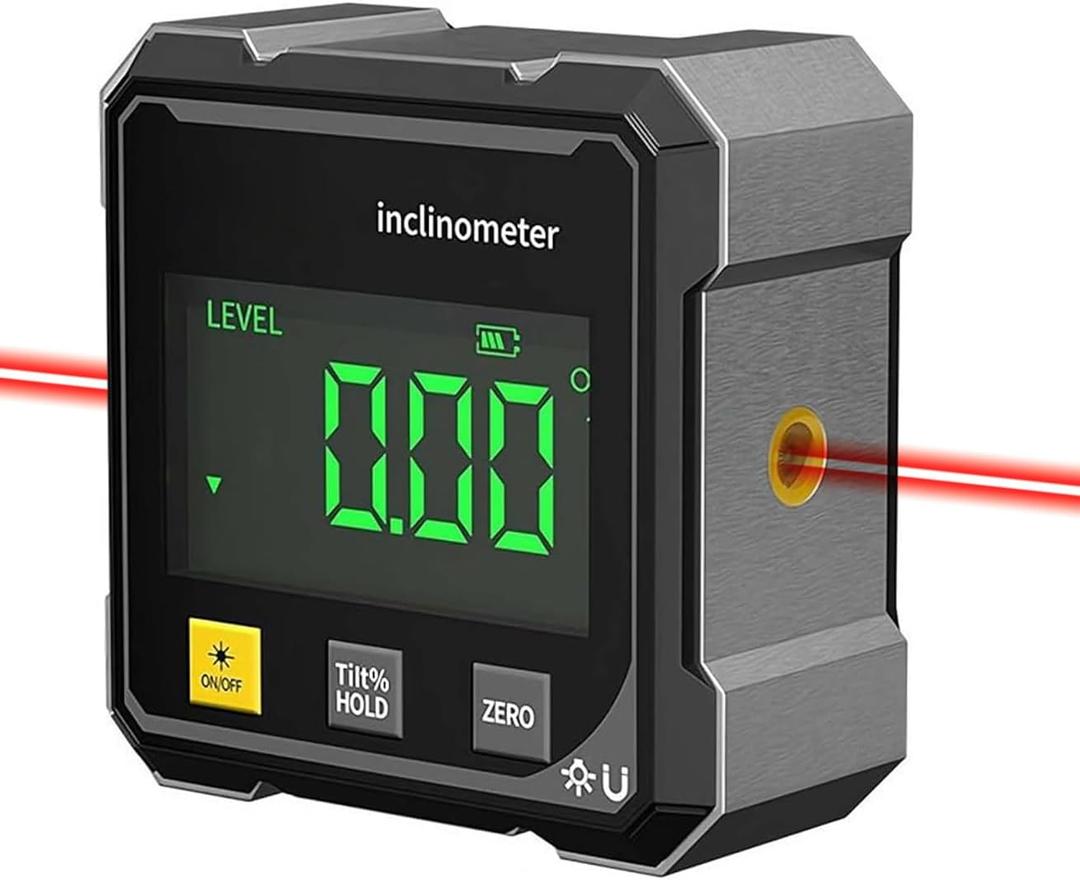 Digital Laser Angle Finder inclinometer, Protractor Tool, 490 High Accuracy, Large LED Display, Magnetic Base, USB Rechargeable, for Woodworking, Metalworking, Construction & DIY
