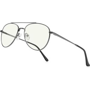 Aviator Reading Glasses for men and Women Blue Light Blocking Lens Spring Temple (Gunmetal)