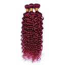 Color #99J Burgundy Human Hair Bundles Wine Red Water Wave 3 Bundles Human Hair 26 28 30 Inch 50G Double Weft Grade 12A Unprocessed Virgin Remy Hair Extensions 50g Per Bundle