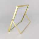 4x6 Floating Picture Frames Set of 2, Made of Metal and Double Real Glass, for Photo Size up to 6x8, Tabletop Display Home or Wedding Decoration (Horizontal Gold)