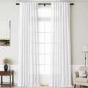 Nanspring White Linen Curtains 168 Inches Long Back Tab Extra Long Curtains for Living Room Farmhouse Light Filtering Semi Sheer Linen Drapes Ceiling to Floor for Large Window 2 Panels Set 52x168