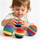 2 x 3Pcs Hand-Made Knitted Hacky Footbag Sac, 2026 Upgraded Assorted Foot Bag Crochet Hacky Footbag Sacs for Adults, Juggling Balls for Beginners, Multicolored Geometric Pattern Hacky