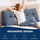 IASEAHK Headboard Pillow Twin, Triangle Pillows for Headboard, Head Board Backrest Wedge Pillow for Reading Sitting Working, Daybed Pillows with Removable Cover for Bed Dorm Sofa, Navy Blue