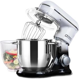 Kitchen in the box Stand Mixer, 5QT + 4.5QT Two bowls Electric Food Mixer, Lightweight Kitchen Mixer for Daily Use with Egg Whisk, Dough Hook, Flat Beater (Gradient Black) 