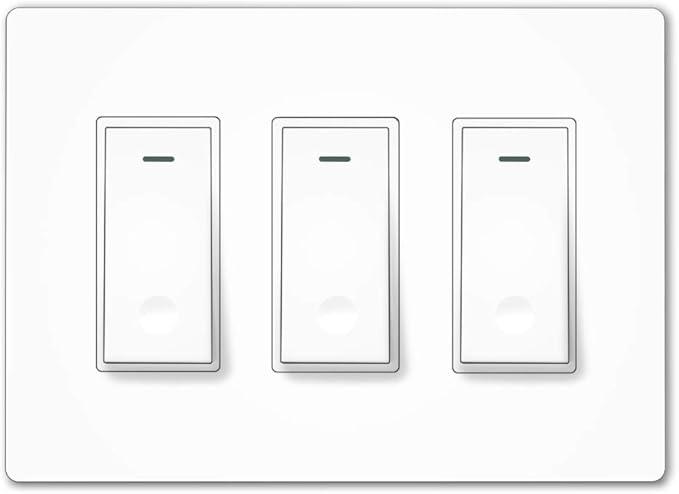 MOES Smart Wi-Fi Light Switch,3 Gang No Screw Panel Smartlife/Tuya App Wireless Remote Control In-Wall Timer Switch for Lights,Compatible with Alexa,Google Home and IFTTT,No Hub required