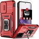 for Samsung Galaxy S20 Case with Screen Protector,Built-in Slide Camera Cover+360Kickstand Ring for S23+Plus Case Shockproof Anti-Scratch Military-Grade Drop Heavy Duty Protection Red