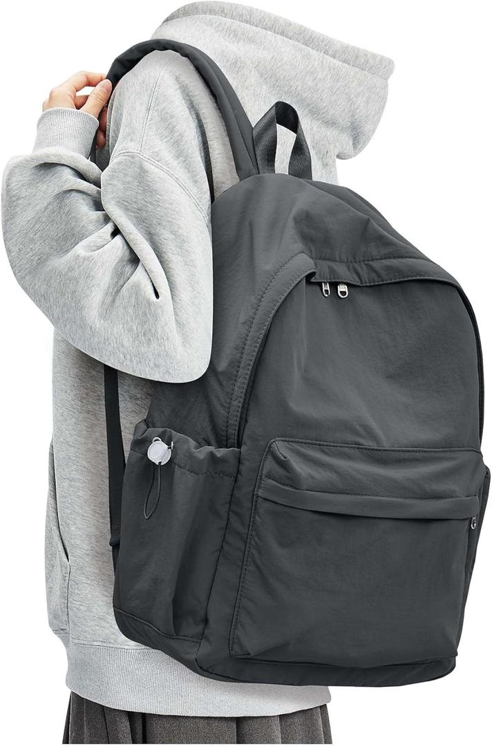 Grey Backpack for School Women Girls, Waterproof Bookbag Cute High School Back Pack for Men Teen Boys, Lightweight Travel College Backpack Mochilas Escolares para Casual Daypack Rucksack