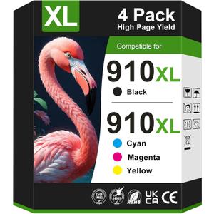 910XL Ink Cartridges for HP Printers Compatible for HP 910XL Ink Cartridges Combo Pack Works with HP OfficeJet Pro 8010 8015 8020 8022 8025 8028 8035 (910 Ink, Black Cyan Magenta Yellow)