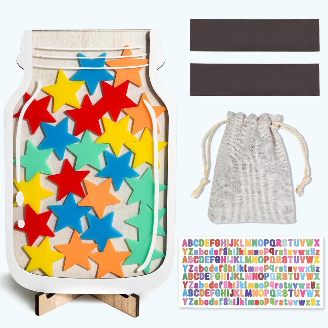 Magnetic Reward Jar for Classroom & Kids - Star Jar Incentive System, Potty Training Chart with Tokens, Behavior Management Tool, Boys & Girls
