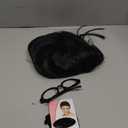 Linfairy Short Black Bob Fluffy Wig Halloween Cosplay Costume Wig for Women with Glasses Frames