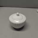 Sizikato White Porcelain Sugar Bowl with Lid, 7oz Sugar Cube Serving Bowl for Tea Coffee Milk
