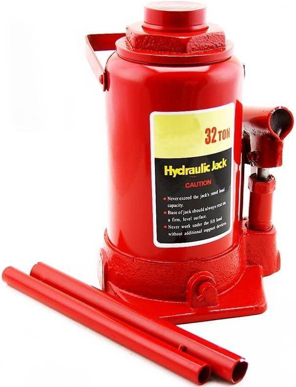 32-Ton Hydraulic Bottle Jack Low Profile Automotive Shop Lift Truck Bus Car RV Auto, Red