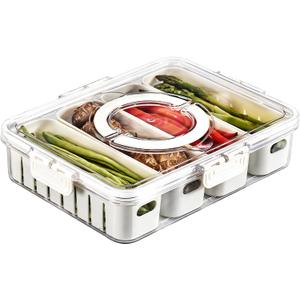 Divided Serving Tray with Lid and Handle - 4 Compartments Lightweight Snackle Box for Snack, Veggies, Fruits and Nuts Divided Serving Tray with Lid and Handle - 4 Compartments Lightweight Snackle Box for Snack, Veggies, Fruits and Nuts