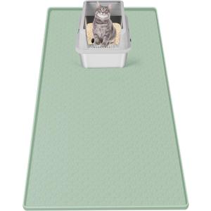 Cat Litter Mat, Extra Large 51" x 25.6" Silicone Mat Litter Trapping Mat for Scatter Control, Soft on Kitty Paws, Easy to Clean (Green)