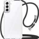 YESPURE Crossbody Case for Samsung Galaxy S22 5G,Phone Case for Galaxy S22 [ with Adjustable Lanyard Strap ] Clear Soft Slim TPU Shockproof Protective Cover for Women Girls - Black