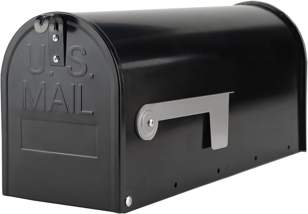 Black Post-Mount Mailboxes for Outside, RAINHOL Metal Mailbox, Galvanized Steel Outside Mail Boxes, Medium Capacity, 19 x 8.7 x 6.7 Inches
