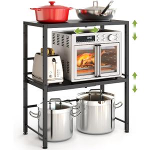 Expandable-Metal-Storage-Shelves-Organizer For Pantry Kitchen Garage, 2-Tier Heavy Duty Shelving Units and Storage For Small Appliance, Adjustable Standing Shelf Riser Rack For Closet Warehouse