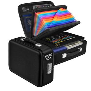 Fireproof Document Box, Hard Shell Fireproof Box, Document Organizer with Lock, Fireproof Water Resistant box, Portable Documents Safe Box for Important Document Certificates, Laptop, Passports, Black