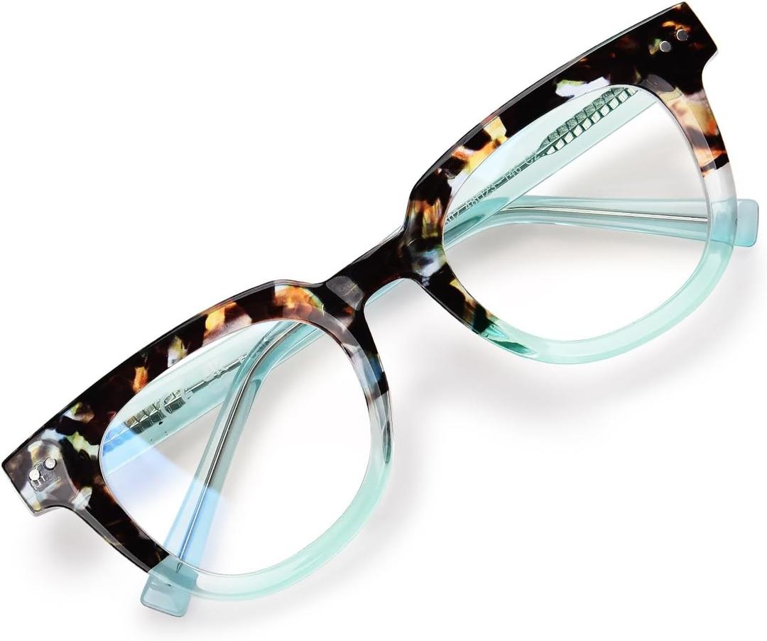 OPTOFENDY Oversized Blue Light Blocking Glasses for Women, Anti Eyestrain & UV Protection Square Computer Eyeglasses (Seagreen)
