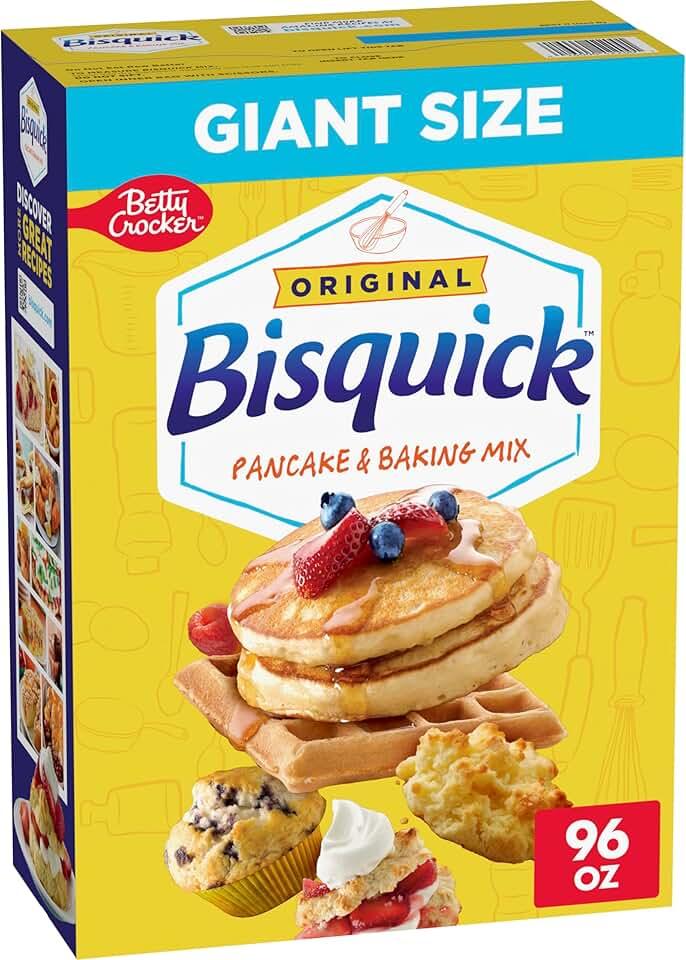 Betty Crocker Bisquick Pancake and Baking Mix, Original, Makes About 145 Pancakes, Giant Size, 96 oz, BB 27 Mar 2026