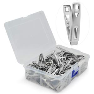 VIPbuy 60 PCS Strong Stainless Steel Clothes Pins Metal Laundry Clips with Storage Box for Clothes Sock Food Sealing Photos