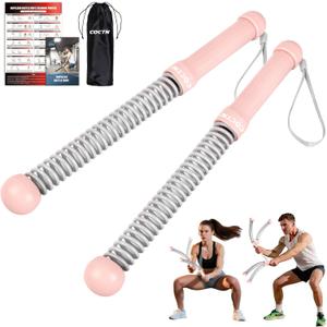 Weighted Ropeless Battle Ropes, Heavy Duty Portable Cordless Battle Ropes for Home Gym with Poster, Workout Exercise Rope for Strength Building, HIIT and Low-Impact Aerobic Training for Men & Women (1.61lb-Pink)