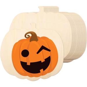 24PCS 11 Inches Wooden Pumpkin Cutouts Unfinished Blank Pumpkin Wood Craft Cutout Shape Cutout for Halloween Fall Thanksgiving Party DIY Craft Decoration Supplies (24)