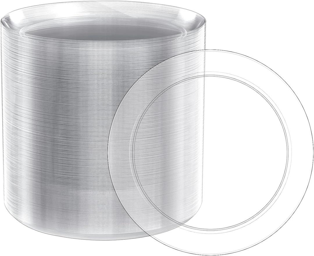 FOCUSLINE 100 Count Clear Plastic Plates 7 Inch, Disposable Salad Dessert Plates Heavy Duty- Premium Clear Hard Plastic for Weddings, Parties and Events