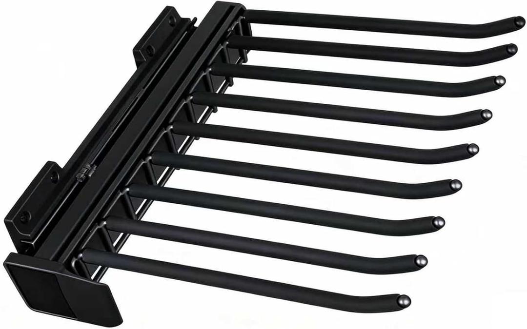 Pull Out Pants Rack, 9 Arms Aluminum Alloy Slid Pant Rack, Closet Pants Organizer Load 51lbs Pull Out Trousers Rack Sizes L 17.7in h 5.5 in w 13.4in (Left-Side Installation)