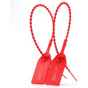 Leadseals(R) 100 Plastic Tamper Seals, Zip Ties for Fire Extinguishers Pull Tite Security Tags Numbered Disposable Self-Locking Tie 250mm Length (Red)