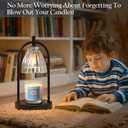 GyroVu Candle Warmer Lamp with Timer, 3-Level Dimmable Candle Lamps Vintage Glass Shade, Candle Warmer Light Wax Melt Warmer for Scented Wax, Black Warmer Lamp for Women Home Decor (2 Bulbs Included)