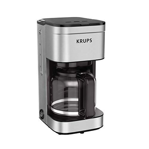 KRUPS Coffee Maker 10 Cups Simply Brew Stainless Steel Drip Coffee Maker, 900 Watts Coffee Filter, Drip Free, Dishwasher Safe Pot , Black & Silver