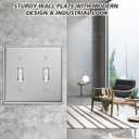 Double Light Switch Cover Metal Wall Plates Toggle Switch Plate Covers 2 Gang Stainless Steel Switch Faceplate, 4-Pack