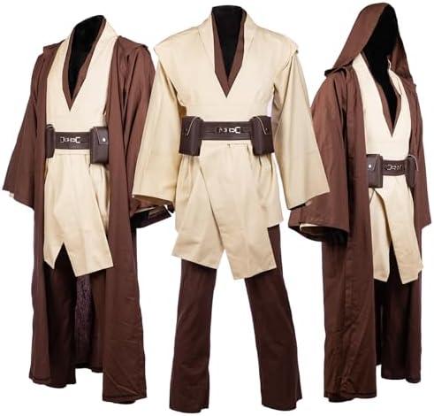 Horizoncos Men's Costume Robe Adult Male Tunic Costume Hooded Uniform Full Set Halloween Cosplay Cloak, XL