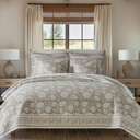 Levtex Home Adare Taupe Reversible Full/Queen Quilt Set (88x92in) and 2 Pillow Shams (26x20in) - Floral Bedding - Taupe White - Cotton Full/Queen Size Quilt Bedding Set - Lightweight, Soft, Pre-Washed