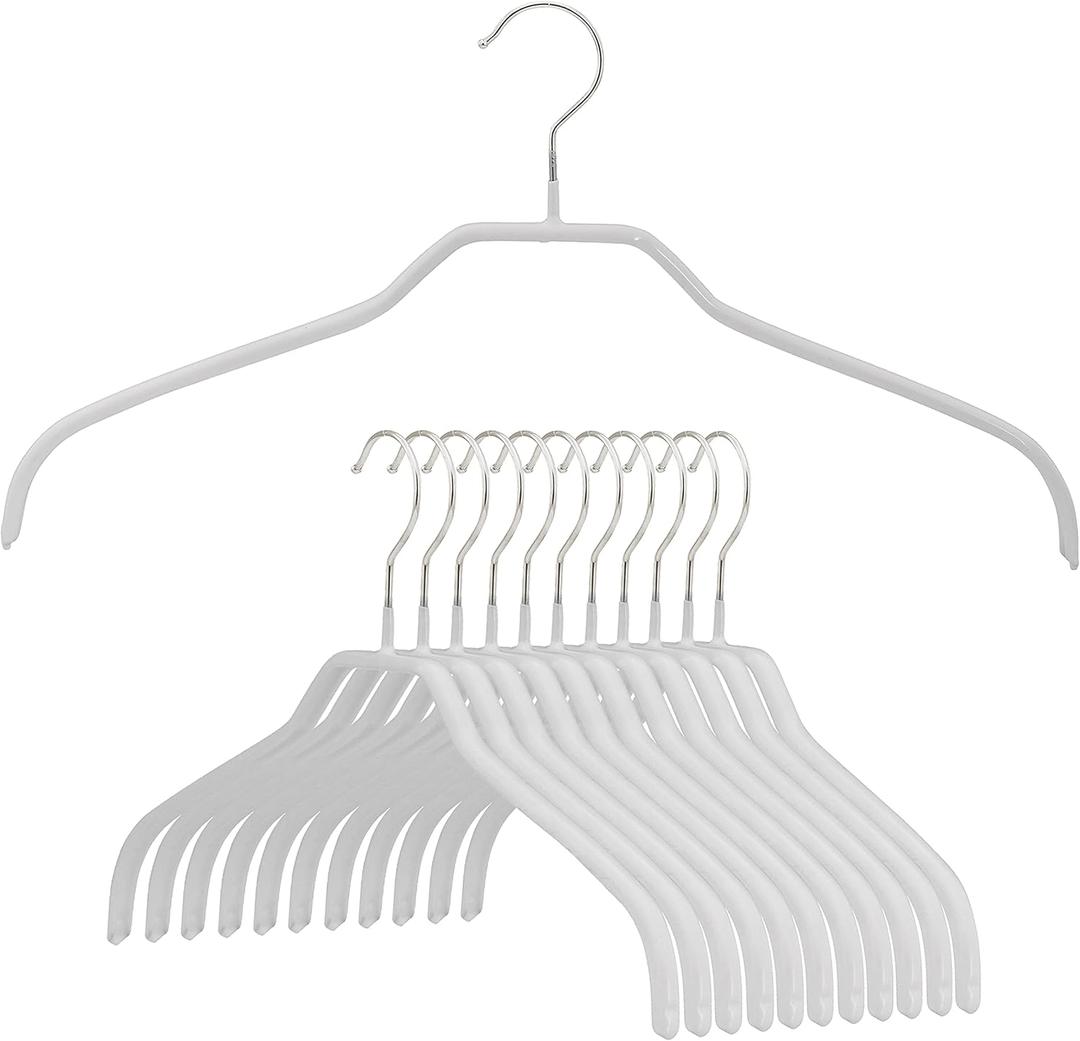 Mawa by Reston Lloyd Silhouette Series Non-Slip Space Saving Clothes Hanger for Shirts and Dresses, Style 41/F, Set of 12, White