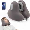 Travel Neck Pillow with Bluetooth Headset, Memory Foam Airplane Pillow for Head Support, Ergonomic Design Traveling Music Pillow for Home, Flight, Car with Adjustable Buckle and Drawstring Bag(Grey)