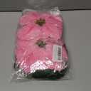 Rikyo 2- Bouquet Artificial Poinsettia Flowers 19 inch Silk Bushes Christmas Flowers Ornaments 7 Stem Heads Velvet Poinsettia Floral with Stem Leaf for Party Home Holiday Decor (Pink)