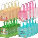 YANGTE Easter Gift Bags Bulk 16 Pack Reusable Party Bags with Handles, Colorful Egg Hunt Baskets for Kids, Bunny Treat Bag, Durable Easter Favor Basket for Candy & Gifts
