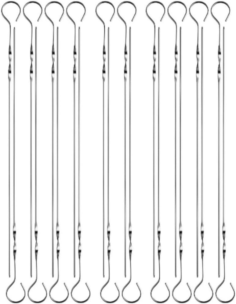 Triangle Skewers Set with Ring, 430 Stainless Steel BBQ Skewers, Twisted Flat for Grilling Meat and Vegetables, Outdoor Camping and Cross (20)