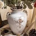 Soyizom Unique Shabby Chic White Rustic Ceramic Vase, 17cm Height, Suitable for Tabletop, Kitchen, Office, Living Room Decoration