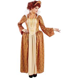 fun shack Tudor Costume Women Medieval Queen Outfit Anne Boleyn Dress for Historical Events and Themed Parties (X-Large, Gold)